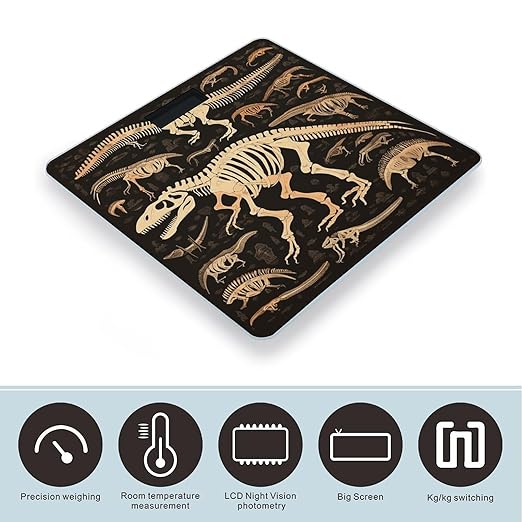 Dinosaur Skeleton Print Scale for Body Weight Digital Bathroom Scale Accurate Smart Weight Scales with Large Display Weighing Machine High Precision Scales