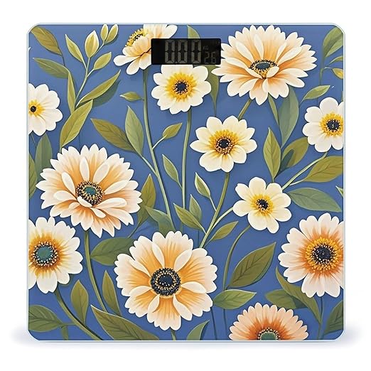 Flowers on Background Scale for Body Weight Digital Bathroom Scale Accurate Smart Weight Scales with Large Display Weighing Machine High Precision Scales