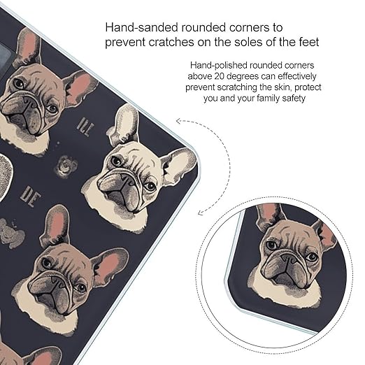 I Love French Bulldog Bathroom Scale for Body Weight LCD Display Digital Bathroom Scale Tempered Glass Bathroom Weight Scales Fashion Smart Scales for Home Bedroom 400 Lb