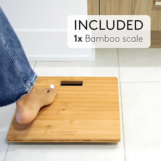 Wooden Bamboo Bathroom Body Weight Scale with Digital LCD Display Maximum Capacity of 396 lbs Adding a Stylish &amp Modern Touch to Your Toilet