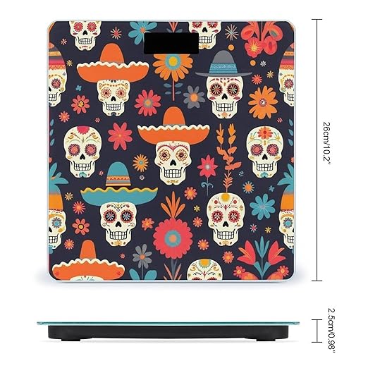 Automatic Switch Digital Bathroom Weighing Scale Smart Scale for Body Weight Day of The Dead Sugar Skulls and Flowers