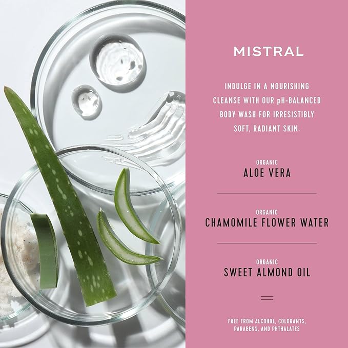 Mistral Lychee Rose Luxury Shower Gel - Body Wash for Women – Moisturizing Clean Body Wash with Aloe Vera Chamomile &amp Sweet Almond Oil | Paraben-Free Hydrating | Scented Shower Gel - 8.7 fl oz