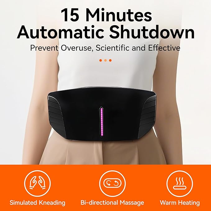 Double Disc Abdominal Massager with Heat Stomach Massager for Digestion Belly Cellulite Massage for Flattening Belly Relieves Discomfort Caused by Bloating ConstipationStomach Pain (Black)