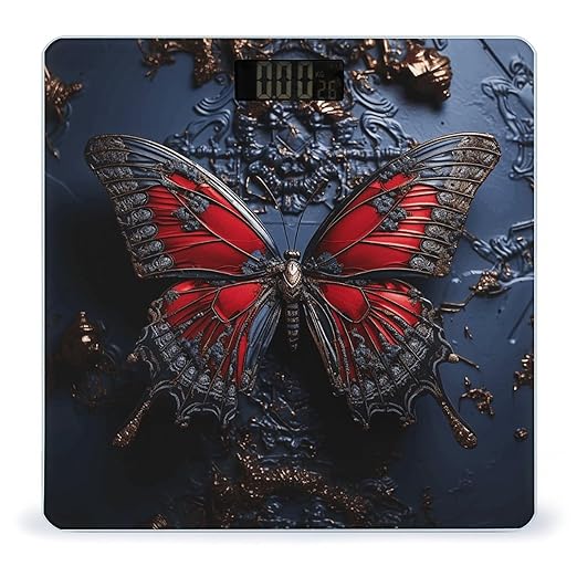 Red Butterfly Scale for Body Weight Accurate Digital Bathroom Scale Toughened Glass High Precision Scales Smart Weight Scales with Large LCD Backlight Display Weighing Machine