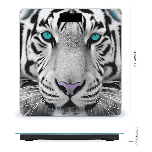 Tiger with Teal Eyes Bathroom Scale for Body Weight Bathroom Weighing Scale with Backlit LCD Display Highly Accurate Measures Weight Up to 180kg