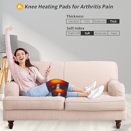 Heated Knee Brace Wrap with Massage - Battery Powered Heating Knee Brace for Men Women Elders(Double)