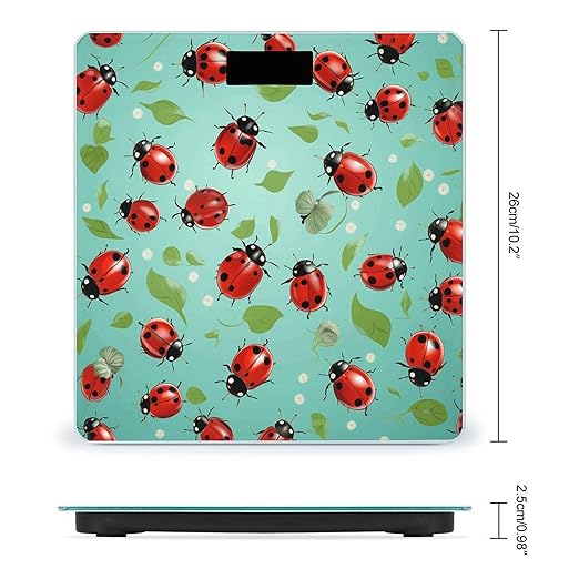 Red Ladybugs Scale for Body Weight Digital Bathroom Scale Precision Smart Weighing Scales with Clear LED Display Accurate High Precision Scales Weighing Machine