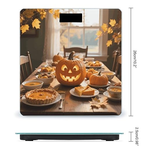 Fall Thanksgiving Pumpkin Leaf Weight Scale Cute Bathroom Scale for Body Highly Accurate Digital Weighing Machine for People Compact LCD Display Scales with Sturdy Toughened Glass Scales