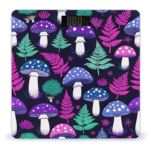 Women's Fashion Automatic Switch Digital Bathroom Weighing Scale Smart Scale Trippy Purple Blue Mushrooms