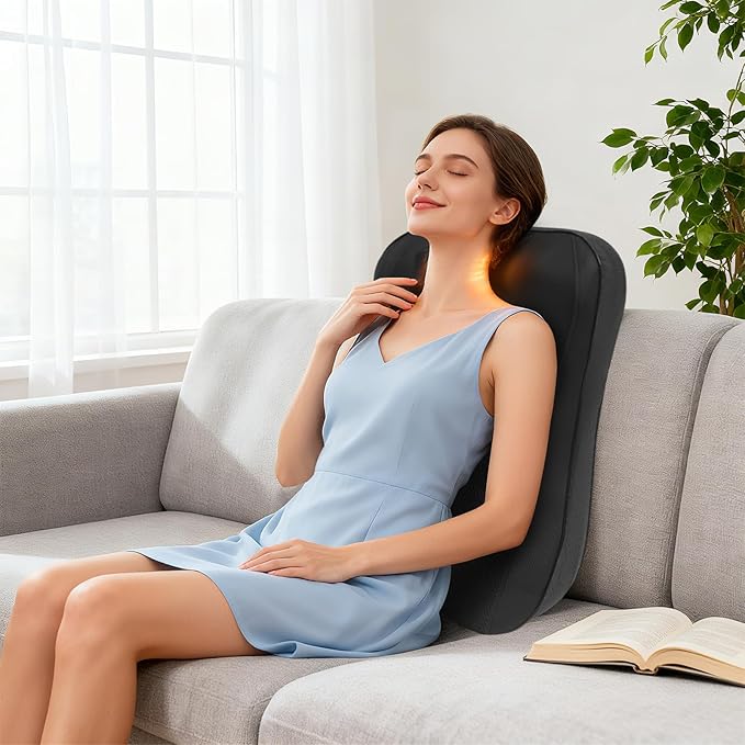 Bathrena Electric Back Massager with Heat Function4-in-1 Neck and Back Massager for Deep Tissue ReliefSuitable for Office and HomeGifts for Men WomenBlack.