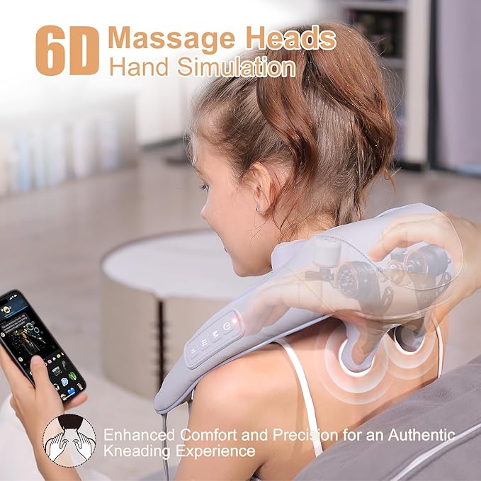 Electric Shiatsu Back and Neck Massager Cordless Shoulder Massager with Heat Deep Tissue 3D Kneading Massage Pillow for Shoulder Leg Body Muscle Pain Relief Gifts for Men Women