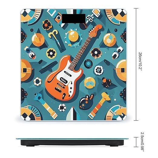 Rock Instrumental Patterns Scale for Body Weight Digital Bathroom Scale Accurate Smart Weight Scales with Large Display Weighing Machine High Precision Scales