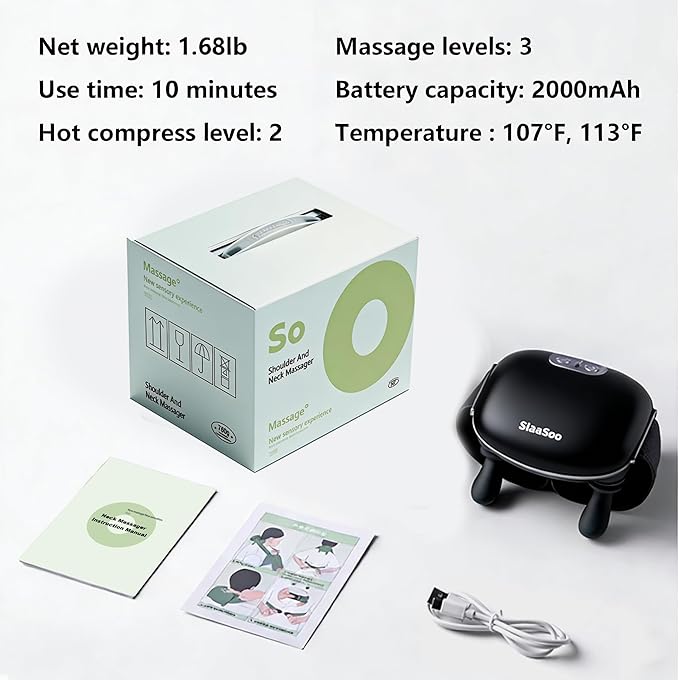 Neck Massager with Heat Electric Shoulder &amp Cervical Massage for Pain Relief deep Tissue Massage Heated for Neck Back Shoulder-2026 Black