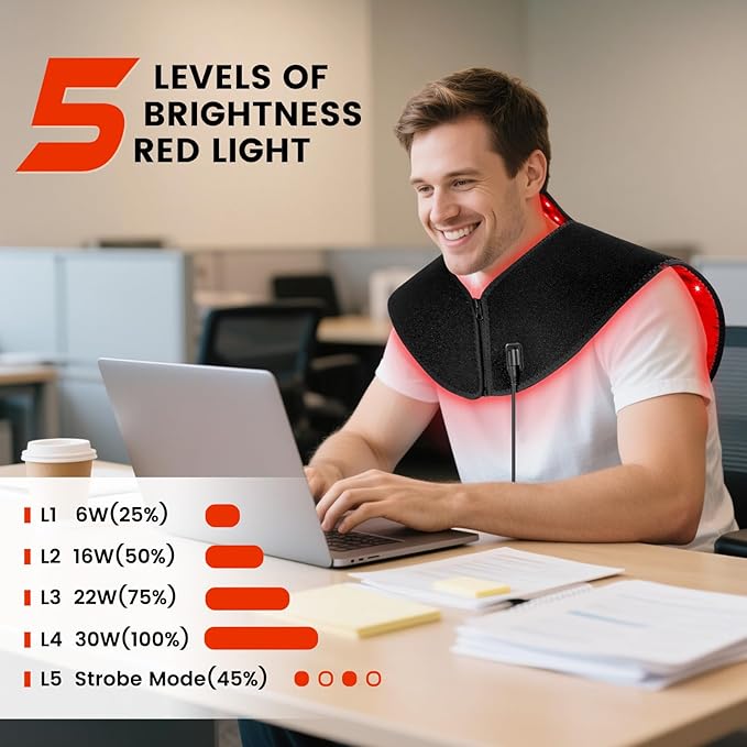 Viconor Red Light Therapy for Body Infrared Light Therapy for Neck and Shoulder at Indoor Neck Massager Pain Relief 194 LEDs 660nm &amp 850nm 30W High Power