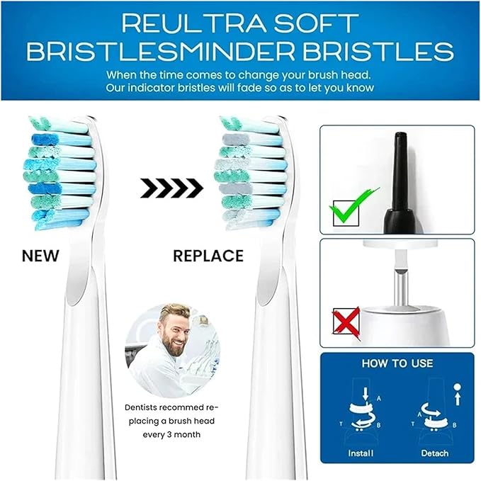 5-10Pcs Replacement Brush Heads Compatible for Seago/Fairywill Electric Toothbrush FW/SG 507/508/515/551/917/959/908 Bristle(5pcs Black)