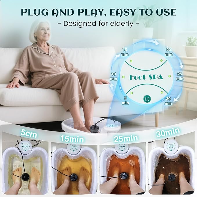 Ionic Foot Bath Detox Machine Feet Detox Machine for Home Use Home Salon Spa for Deep Relaxtion with Foot Massager Roller
