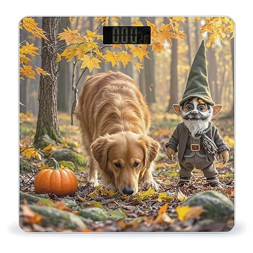 Pumpkins and Maple Leaves Bathroom Scale for Body Weight Bathroom Weighing Scales with Back Lit LED Display Sturdy Tempered Glass Body Weight Bathroom Scale 400lb Weighing