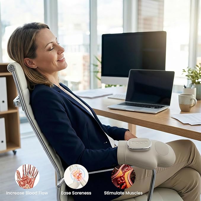 Hand Massager with Heat Compression Updated Cordless Portable Therapy GloveArthritis &amp Carpal Tunnel Relief Portable for Home Office Travel – Great Gift for Men and Women