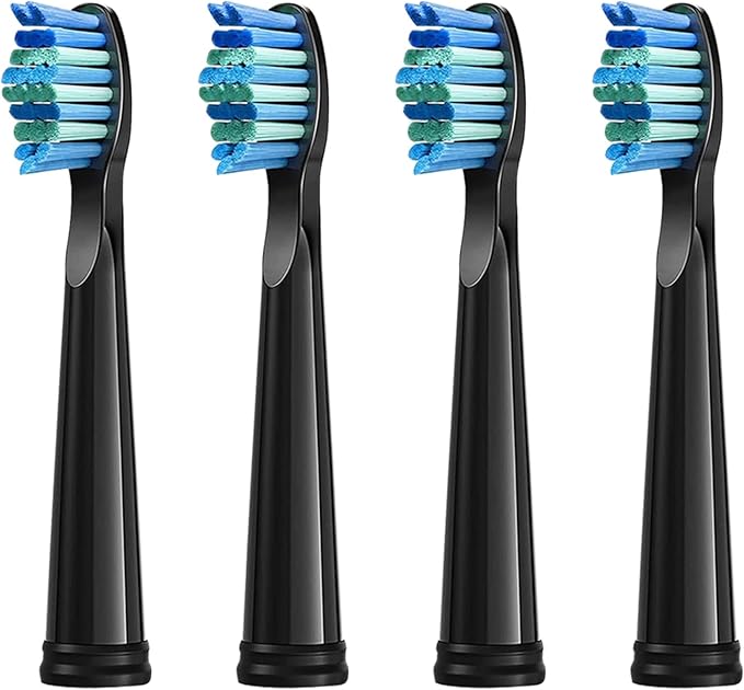 Replacement Electric Toothbrush Heads Compatible with Fairywill FW-507/508/551/515/917/959/2011/D1/D3/D7/D8(4black)