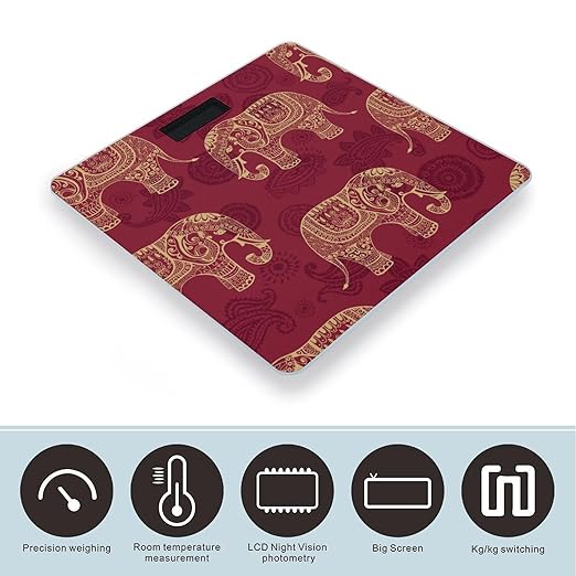 Elephant Scale for Body Weight Anti-Slip Sturdy Tempered Glass Weighing Machine Highly Digital Accurate Bright LCD Bathroom Scale for Household Gift