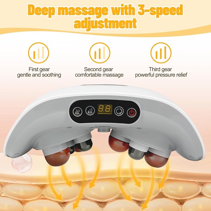 Electric Abdominal Massager Stomach Massager for Digestion Abdominal Cellulite Massage with Heat for Relieves Discomfort Caused by Bloating Constipation Stomach Pain Rechargeable 3 Modes