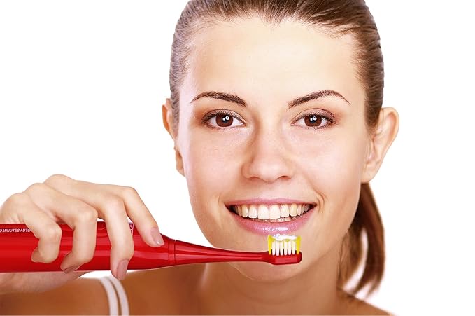 Pursonic S430 SmartSeries Electronic Power Rechargeable Sonic Toothbrush 12 Brush Heads Included Red