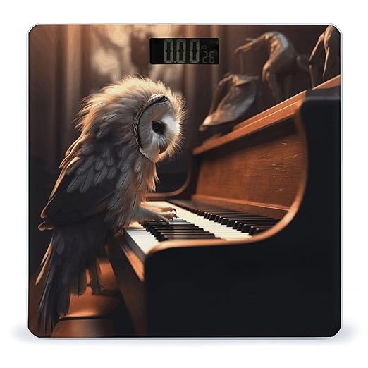 Digital Bathroom Scale for Body Weight Scale with Bright LCD Display High Accuracy Step-On Technology Auto On/Off Owl Plays Piano Digital Scales 400 Lbs /180kg