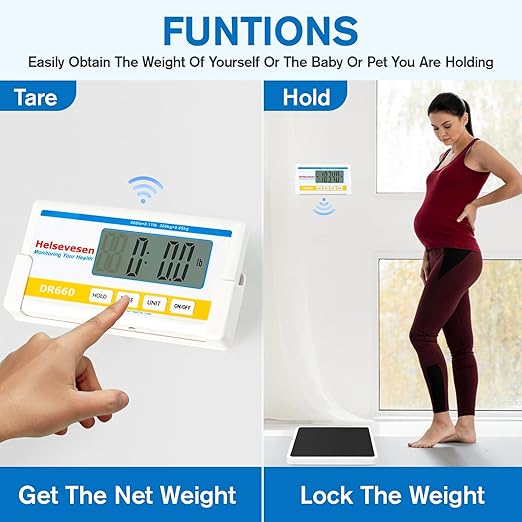 Helsevesen Professional Medical Bariatric Scale Digital Bathroom Scales Low-Profile Heavy Duty Bariatric Scale with Anti-Slip Rubber Mat (DR660WL)