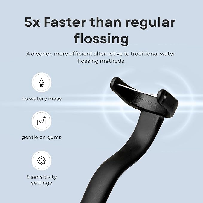 Electric Toothbrush and Flosser Combo | 2-in-1 Sonic Cleaning &amp No-Mess Mechanical Floss | 5X Faster Deep Clean | 6 Modes | 2 Toothbrush Heads + 50 Replacement Floss Heads [Black]