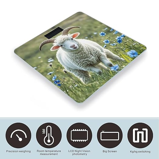Sheep Scale for Body Weight Accurate Digital Bathroom Scale Toughened Glass High Precision Scales Smart Weight Scales with Large LCD Backlight Display Weighing Machine