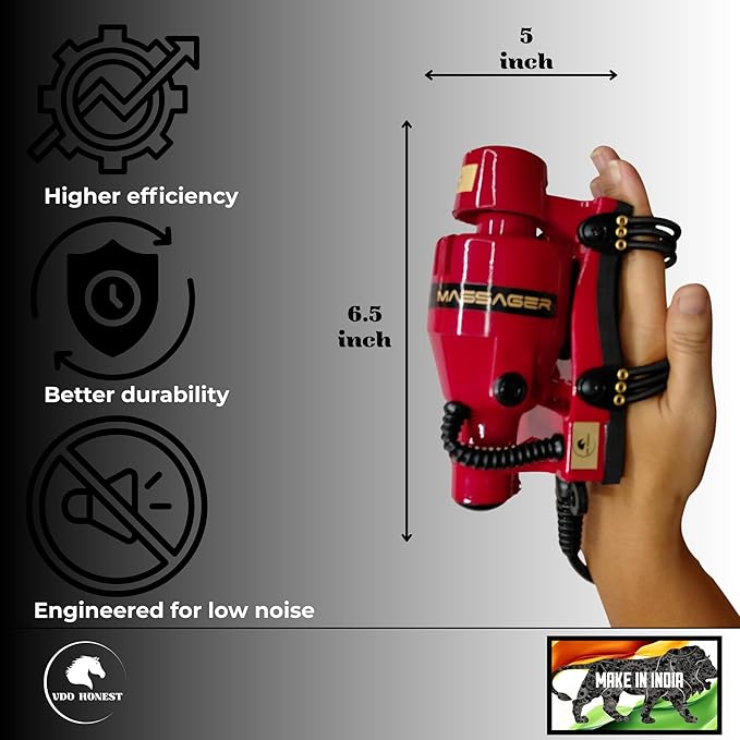 Full Body Corded Massager for Barbers Electric Powerful Double Speed Muscle Relaxer with Floating Head Action for Pain Relief &amp Circulation (Red)