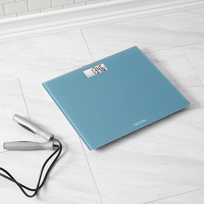 Taylor Digital Extra-Wide Extra High 500lb Capacity Bathroom Scale for Body Weight Ultra Wide Platform Digital Weighing Machine for People Easy-to-Read Slate Blue