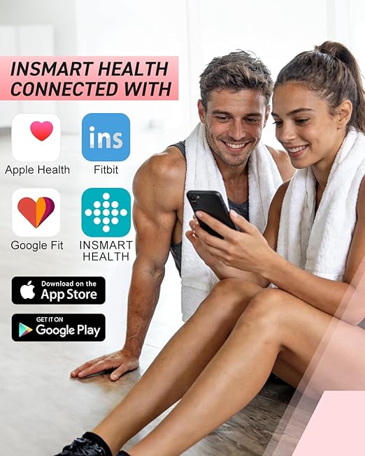 INSMART Smart Scale for Body Weight Digital Bathroom Scale with BMI Muscle Mass Bluetooth Body Fat Scale17 Body Composition Analyzer with Smart APP Sync Weight Scale 400 lbs - Pink
