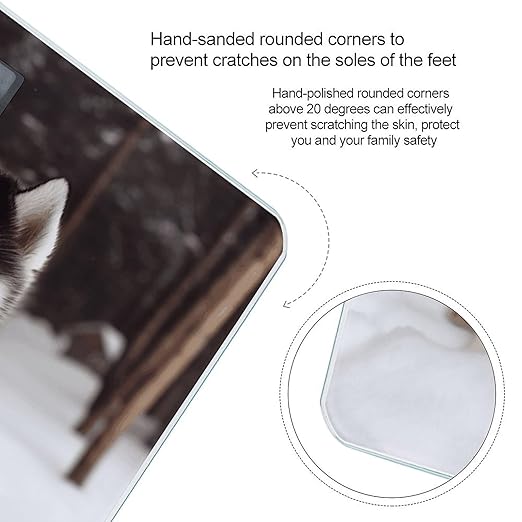 Adorable Huskies Bathroom Scale Large LCD Backlight Display Digital Scale Rounded Corners Body Scales Automatic Power On/Off Bathroom Scales for Home Bedrooms