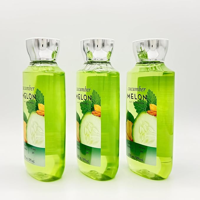 Cucumber Melon 3-Piece Bath and Body Bundle | Set of Three Shower Gels 10oz Each