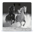 Black and White Horses Running Bathroom Scale Large LCD Backlight Display Digital Scale Rounded Corners Body Scales Automatic Power On/Off Bathroom Scales for Home Bedrooms