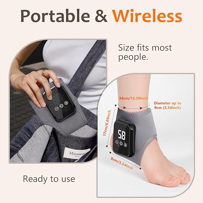 Foot Massager for Neuropathy Foot Renew Triple Method Massager with 3-Speed &amp 3-Temperature Wireless Heated Foot &amp Ankle Wrap Portable Foot Massagers for Home/Office/Travel