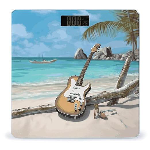 Guitar on The Beach Bathroom ScaleHighly Accurate Digital Weighing Machine for People Bright LED Display Weight Scale for The Aldult Home Use