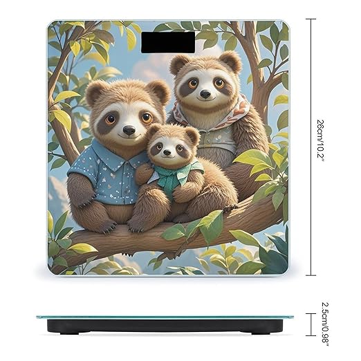 Sloth Family Scale for Body Weight Highly Accurate Digital Bathroom Body Scale Digital Bathroom Scales for People Anti-Slip Large LCD Display Smart Scales