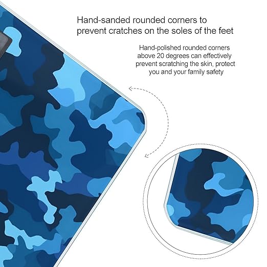 Blue Camo Scale with LCD Precision Weighing Scales Sturdy Tempered Glass Weight Scales Easy-to-Read Anti-Slip Weight Digital Bathroom Scale for Daily