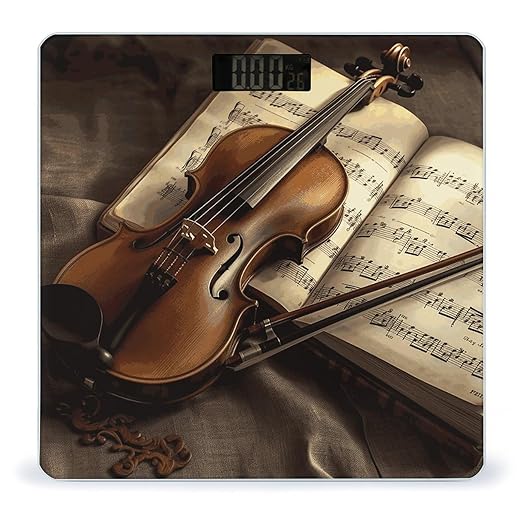 Violin and Book Bathroom Scale Ultra-Bright Liquid Crystal Screen Weight Scale Accurate Bathroom Body Scales for Body Weight Bathroom Pet Home Bedroom Gift-Giving