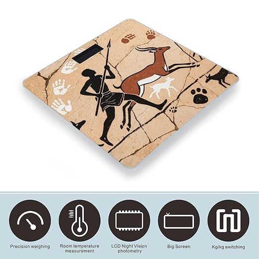 Ethnic Tribe Scale for Body Weight Sturdy Tempered Glass Weighing Scales with LCD Display Accurate Digital Bathroom Scale Convenient Body Fat Smart Scales Easy Read