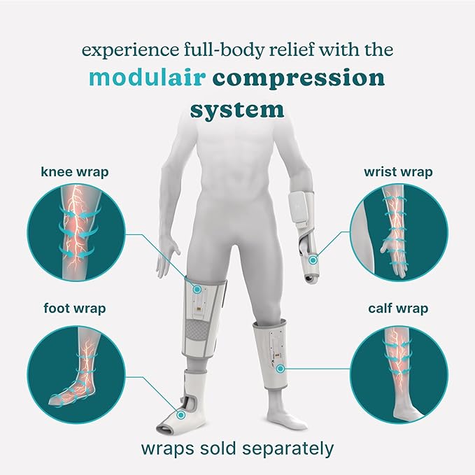 HoMedics Modulair Compression Wrist Wrap Massager – Overlapped Compression Therapy with 4 Programs Adjustable Intensity Heat Settings (Battery Sold Separately)