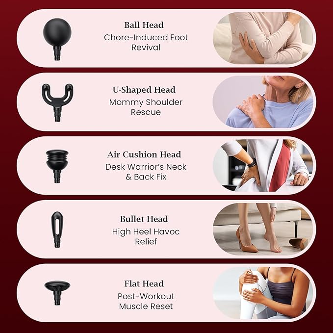 BOB AND BRAD Q2 Mini Massage Gun for Women - Portable Muscle Pain Relief Powerful Deep Tissue Percussion Massager Ultra Quiet Handheld Massager Designed for Travel - Red