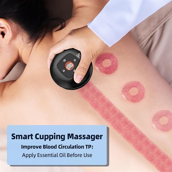 5-in-1 Cupping Kit for Massage Therapy 12 Levels Smart Dynamic Cupping Set with Red Ligh-t Therapy&ampHeat Penetrates for Targeted Pain Relief Knots Aches Muscle Soreness - 2Pcs(Black&ampBlack)
