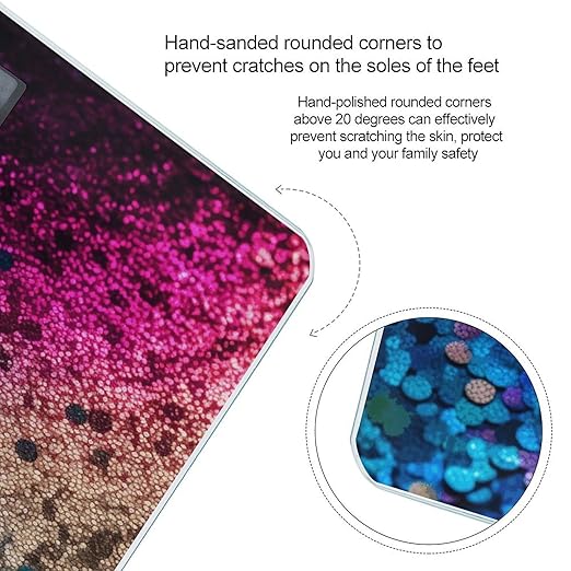 Glitter Sequin Spot Digital Bathroom Scale for Body Weight Weighing Scale with Backlit LCD Display High Precision Measurements &amp Measures Weight Up to 180kg