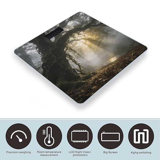 Misty Forest Smart Scale for Body Weight Digital Bathroom Scale Toughened Glass Weight Scale with Large LCD Backlight Display High Precision Scales Weighing Machine