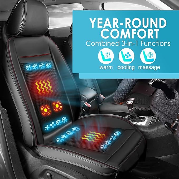 3 in 1 Massage Cushion with Winter Cooling Seat Covers Chair Massager for Full Body 12V Car Seat Covers (WinterSummerMassage-2)