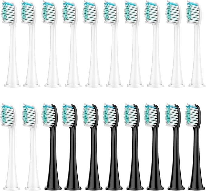 Replacement Brush HeadsCompatible for Philips HX3/HX6/HX9 Series Electric Toothbrush Heads HX6064(12 White 8 Black)