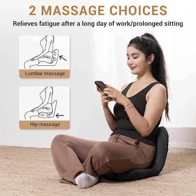Mynt Lower Back Massager Shiatsu Hip Massager Lumbar Rolling Massage Seat Cushion with Heat Foldable Ergonomic Support Cushion for Home Office Help Improve Sitting Posture Gifts for Mom